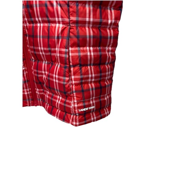 Lands End Women's LT Red Buffalo Plaid Quilted Down Puffer Vest Sleeveless Zip - Picture 5 of 12